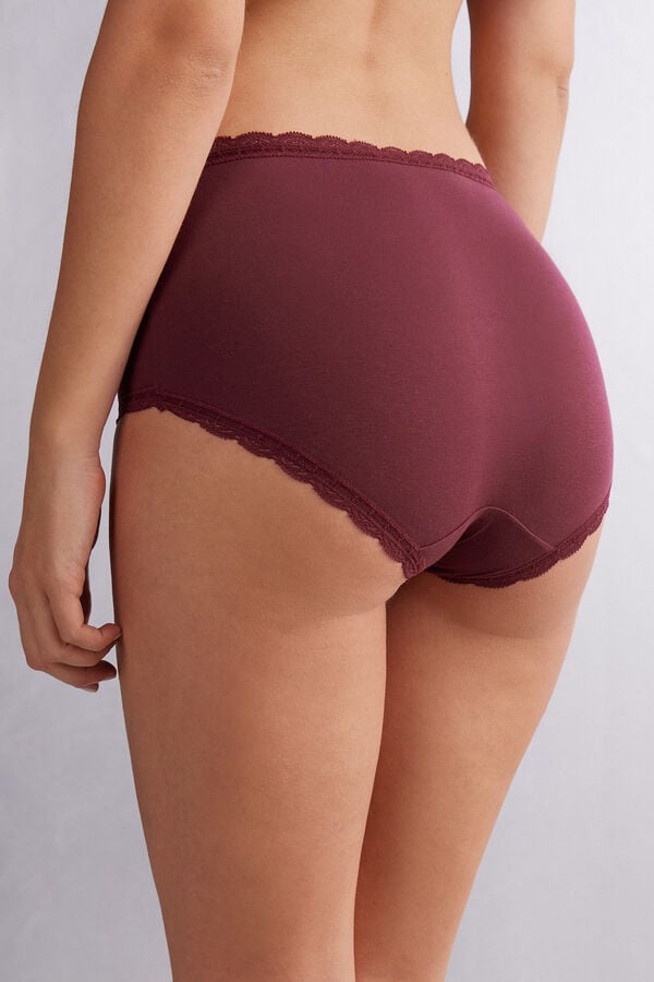 Slipy Intimissimi High Rise Cotton And Lace Hipsters Damske Červené | 26715-FIOM