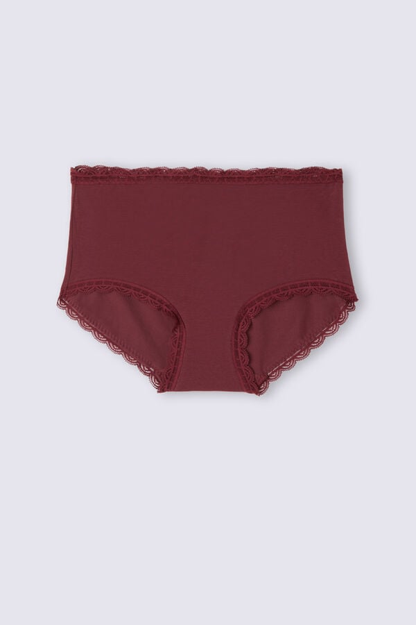 Slipy Intimissimi High Rise Cotton And Lace Hipsters Damske Červené | 26715-FIOM