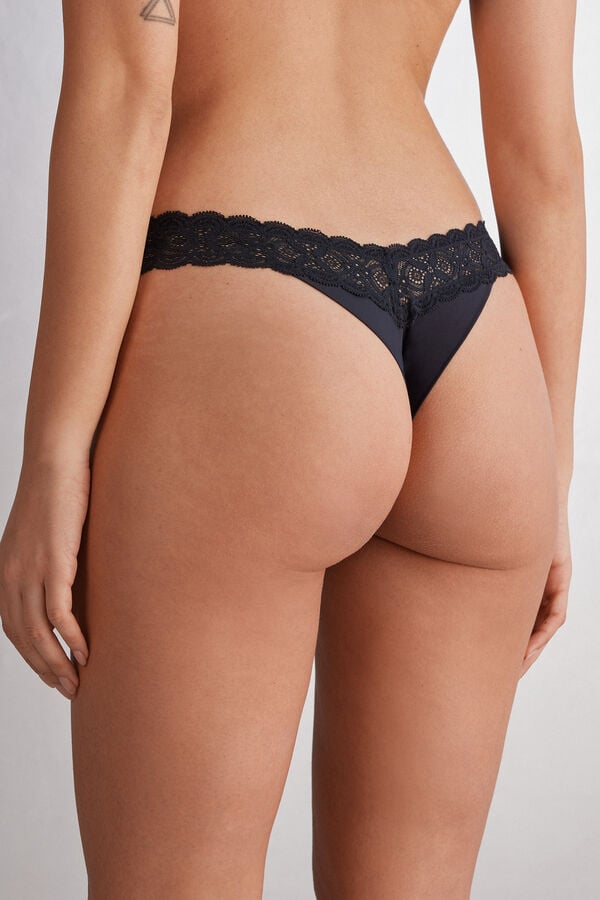 Slipy Intimissimi Lace And Microfiber ‘80s Stylezilian Damske Čierne | 81294-FBWS