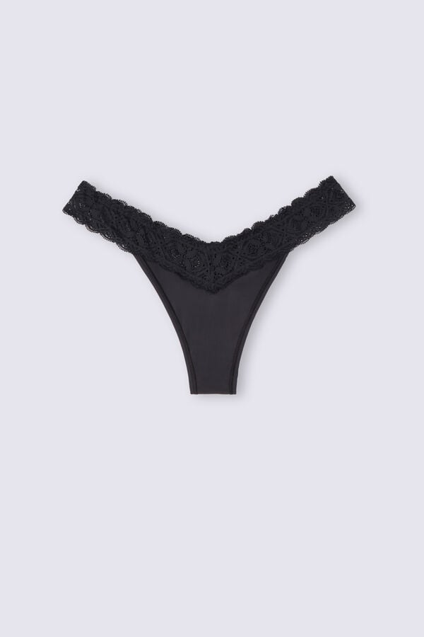 Slipy Intimissimi Lace And Microfiber ‘80s Stylezilian Damske Čierne | 81294-FBWS