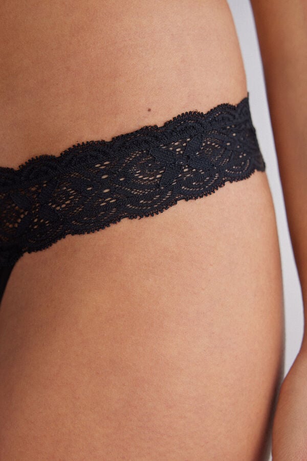 Slipy Intimissimi Lace And Microfiber Modifiedzilian Damske Čierne | 19270-ZTCN