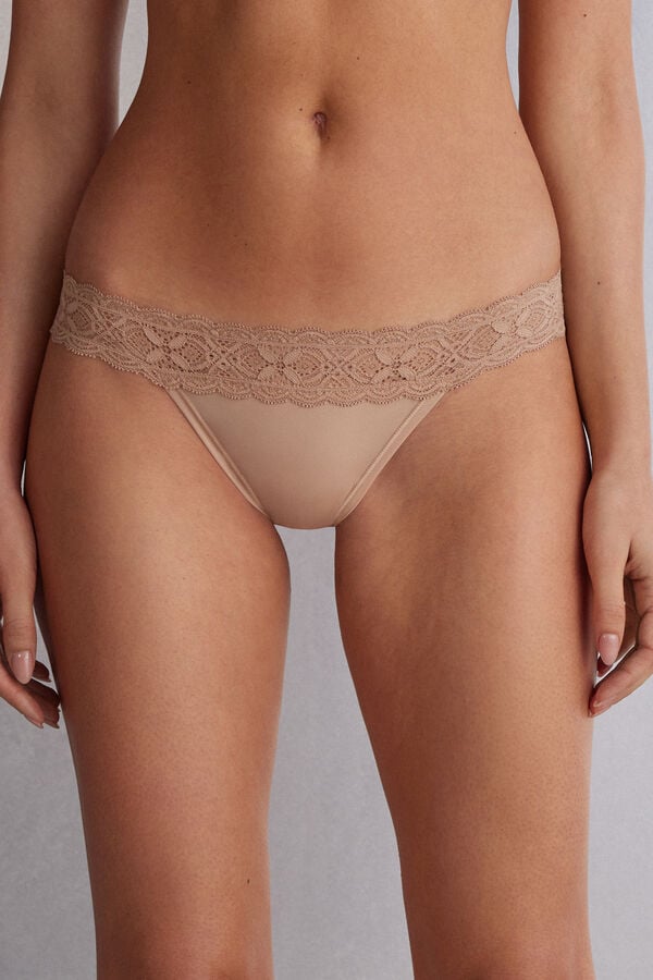 Slipy Intimissimi Lace And Microfiber Modifiedzilian Damske Oranžové Béžové | 08942-QRUT