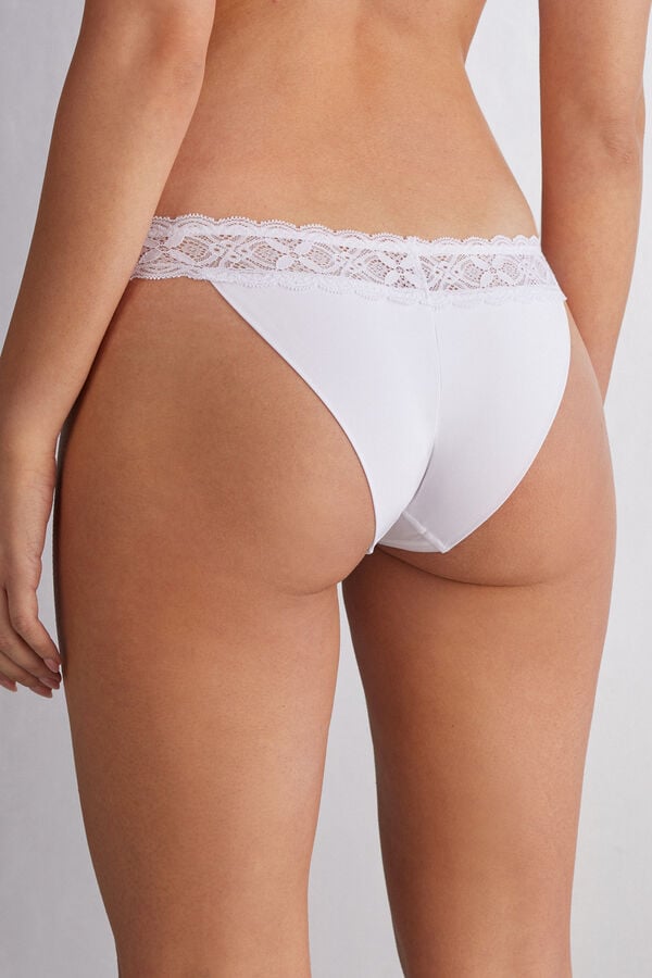 Slipy Intimissimi Lace And Microfiber Modifiedzilian Damske Biele | 91634-LGHP