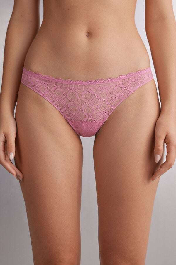 Slipy Intimissimi Lace And Microfiberzilian Damske Ruzove | 38059-LCKY