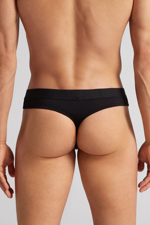 Tanga Intimissimi Logo Detailed Microfiber Panske Čierne | 45210-VWHD