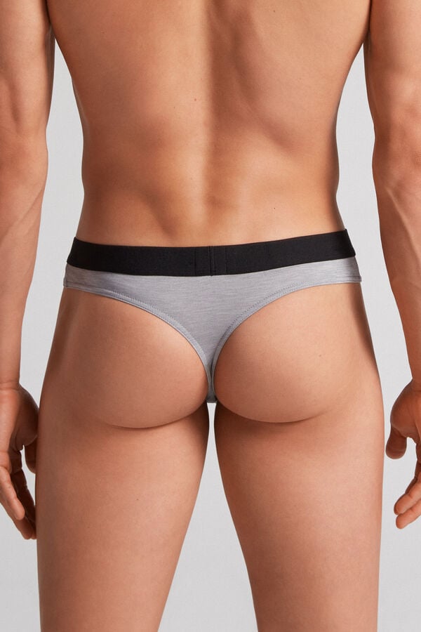 Tanga Intimissimi Logo Detailed Microfiber Panske Svetlo Siva | 65482-IXZO