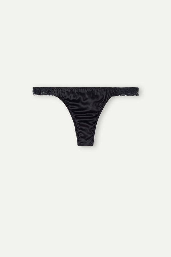 Tanga Intimissimi Silk And Lace G-String Damske Čierne | 26351-WMXU