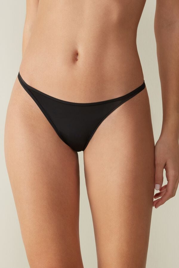 Tanga Intimissimi Ultralight Microfiber Straps Damske Čierne | 76095-EJVO