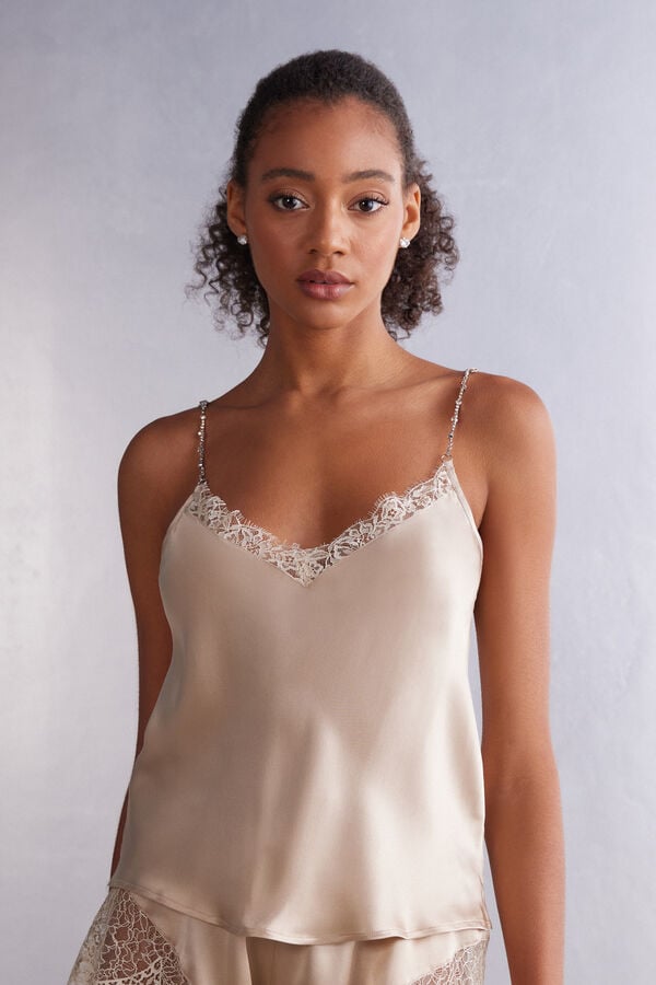 Tielko Intimissimi Living In Luxe Silk Camisole Damske Béžové | 14238-ERAT