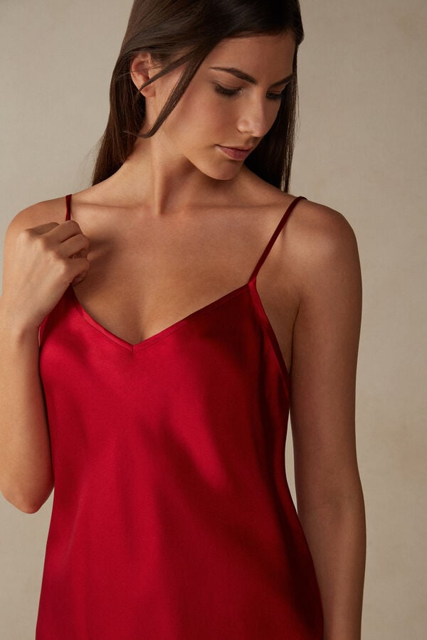 Tielko Intimissimi Silk Satin With V-Neckline Damske Červené | 15029-SDZV