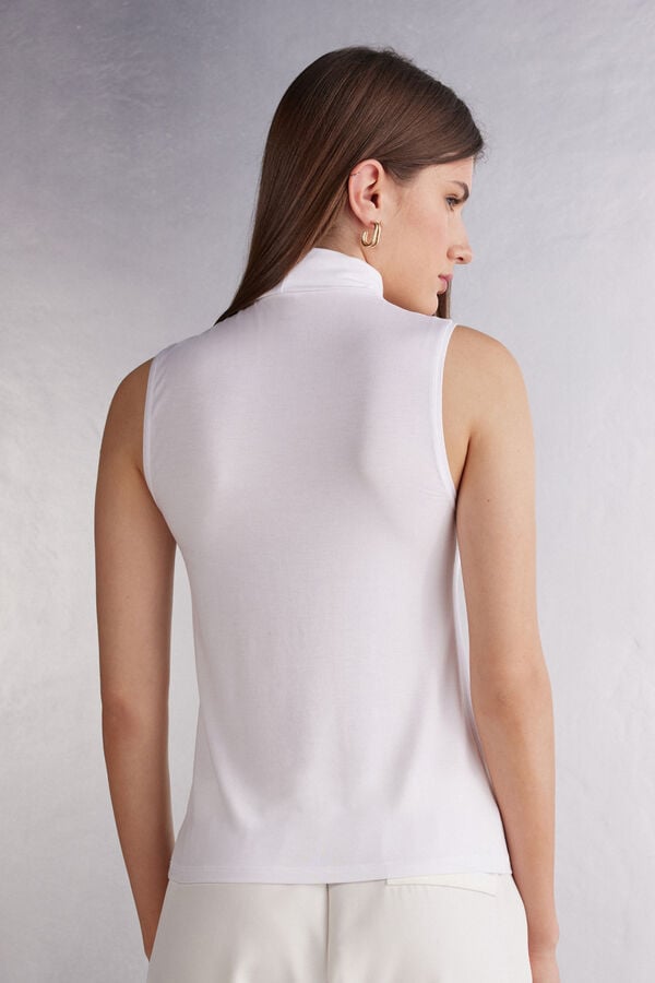 Tielko Intimissimi Sleeveless Turtleneck Micromodal Damske Biele | 43957-SGTY