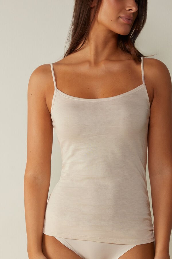 Tielko Intimissimi Ultrafresh Cotton Camisole Damske Krém Ruzove | 05892-XSLU