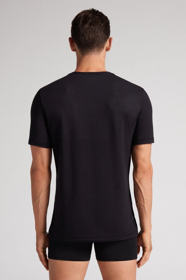 Tricko Intimissimi Short-Sleeve Modal-Cashmere Panske Čierne | 50872-GVYW