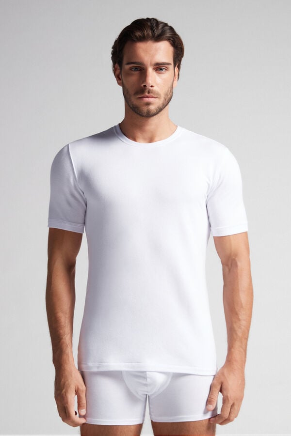 Tricko Intimissimi Short-Sleeve Modal-Cashmere Panske Biele | 71324-GXMI