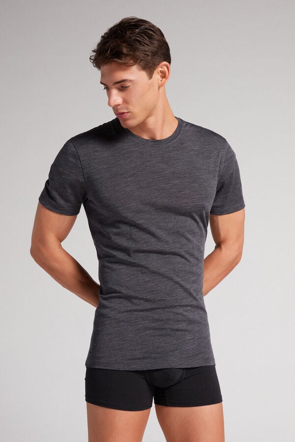 Tricko Intimissimi Stretch Merino Wool Short-Sleeve Panske Siva | 76920-VBIU