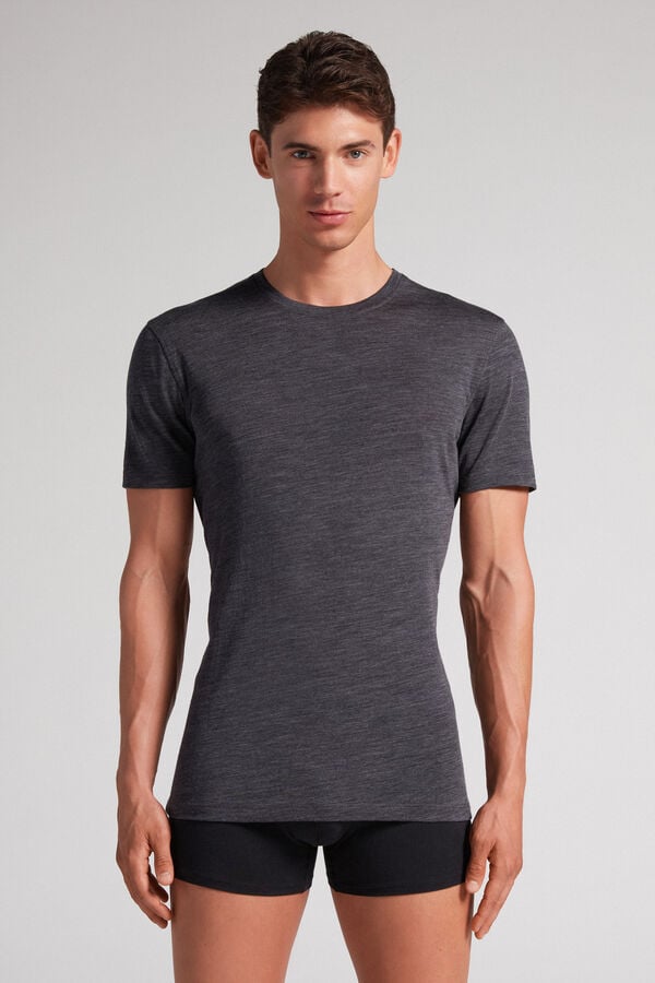 Tricko Intimissimi Stretch Merino Wool Short-Sleeve Panske Siva | 76920-VBIU